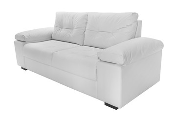 Three seats cozy sofa isolated on white