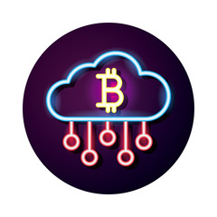 cloud computing neon style icon