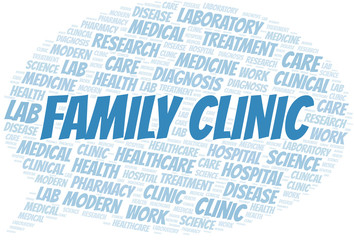 Obraz premium Family Clinic word cloud collage made with text only.