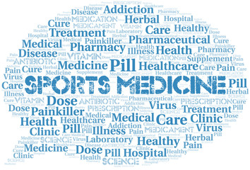 Fototapeta premium Sports Medicine word cloud collage made with text only.