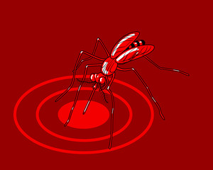 Dramatic illustration of a mosquito stinging
