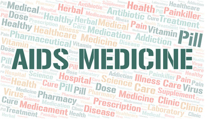 Aids Medicine word cloud collage made with text only.