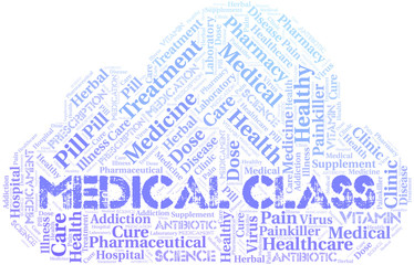 Obraz premium Medical Class word cloud collage made with text only.