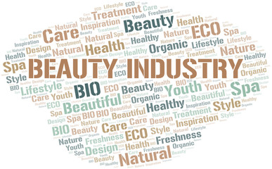 Beauty Industry word cloud collage made with text only.