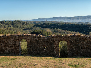 Ruins of a house in the ancient city of Mystras. Peloponnese, Greece