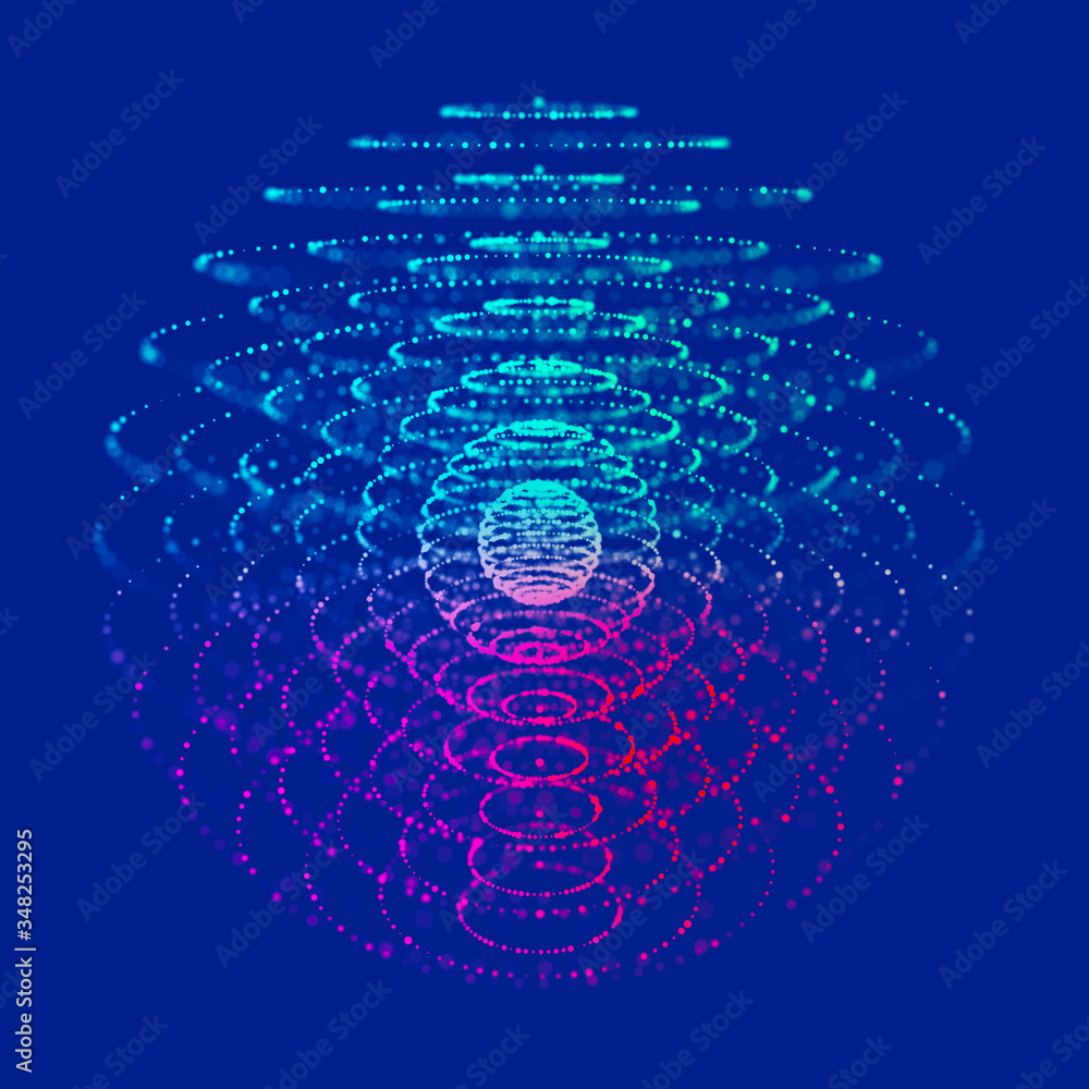 Poster abstract black 3d sphere made of points. futuristic technology style. sphere particles. plexus effec