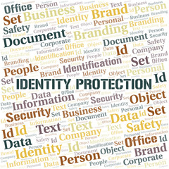 Identity Protection word cloud collage made with text only.