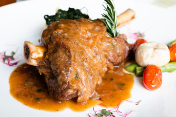 Stinco Di Agnello Brasato, braised lamb shank red wine sauce