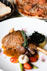 Stinco Di Agnello Brasato, braised lamb shank red wine sauce