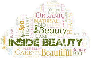 Fototapeta premium Inside Beauty word cloud collage made with text only.