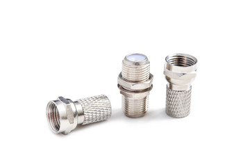 f-rg6 side f-type connector on white