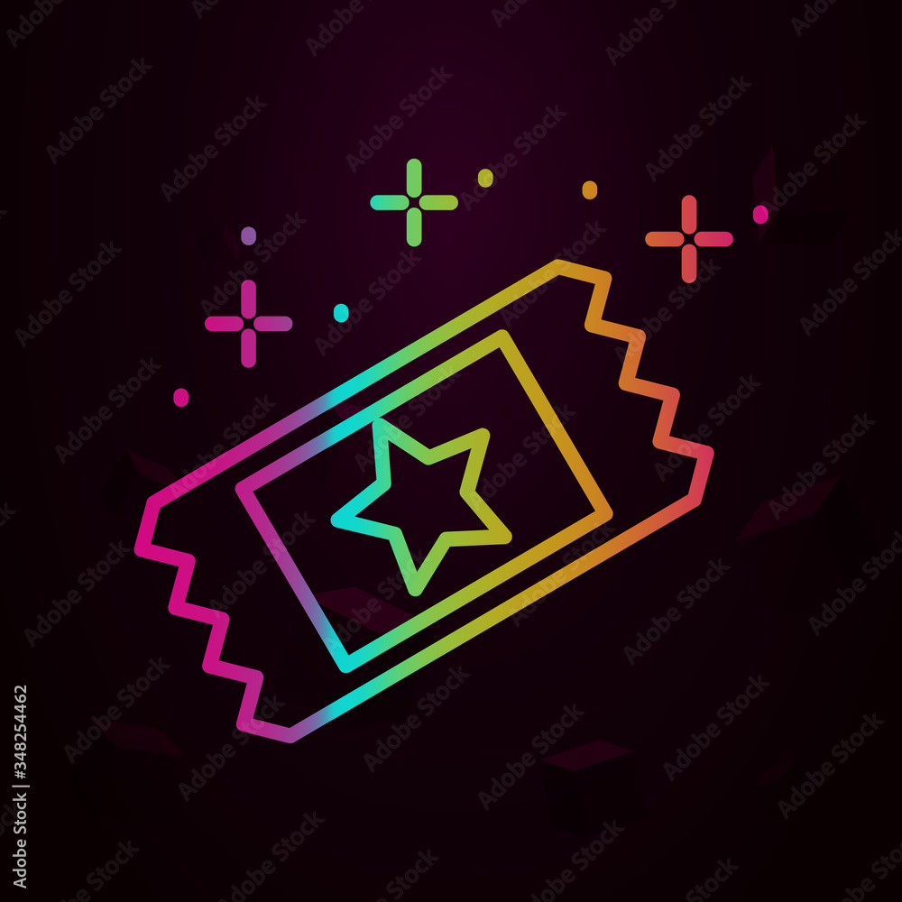 Poster fame star ticket nolan icon simple thin line, outline vector of fame icons for ui and ux, website or