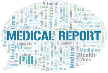 Obraz premium Medical Report word cloud collage made with text only.