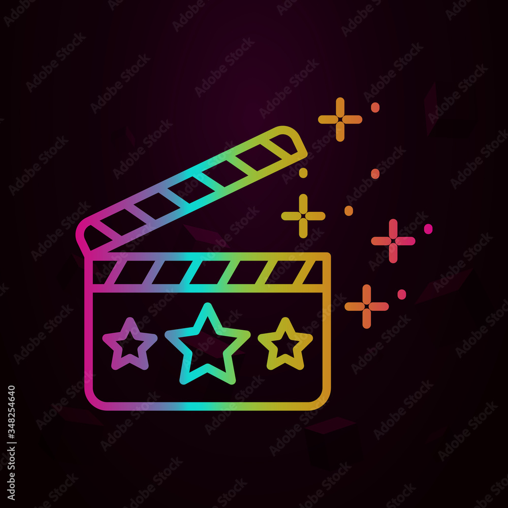 Aufkleber fame clapperboard film nolan icon simple thin line, outline vector of fame icons for ui and ux, webs
