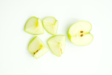 Green apple shot on a white isolated background.