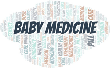Fototapeta premium Baby Medicine word cloud collage made with text only.
