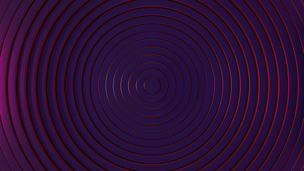 Fototapeta na wymiar Abstract pattern of circles with the gradient effect of displacement. Colorful vivid purple clean rings. Background for business presentation. Modern simple wave style shape. 3d render