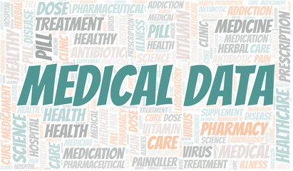 Obraz premium Medical Data word cloud collage made with text only.