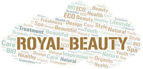 Royal Beauty word cloud collage made with text only.