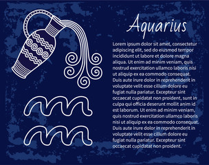 Aquarius sign of horoscope, sidereal zodiac. Symbol of water carrier or bearer in circle. Jug with liquid sketch outline. Astrology decorative design for people born in January and February vector © robu_s