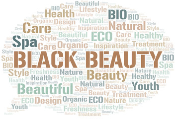 Black Beauty word cloud collage made with text only.
