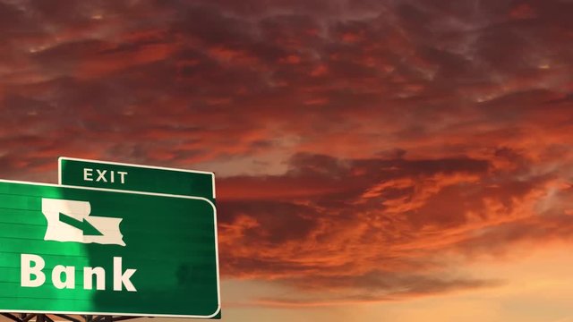 Street Sign the Way to Bank