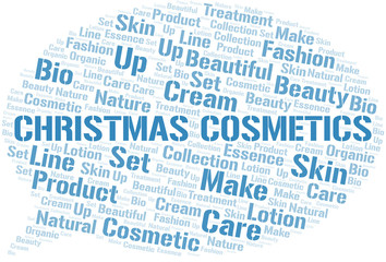 Christmas Cosmetics word cloud collage made with text only.