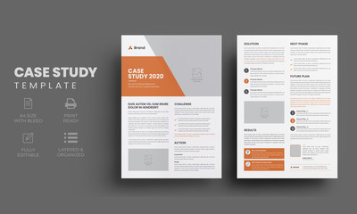 Case study template | Business case study layout with orange elements