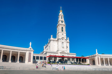 Fatima, Portugal. View of the Basilica of Our Lady of the Rosary, inside the Sanctuary site. Place of the Marian apparitions including the Secrets of Fatima.