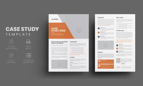 Case Study Template | Business Case Study Layout With Orange Elements