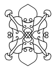 ornate ornament. part of the pattern. detail. isolated black outline. coloring, embroidery, tattoo, logo, template, print.