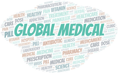 Global Medical word cloud collage made with text only.