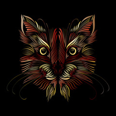 abstract muzzle animal predator cat multicolor graceful line tattoo, piercing eyes
