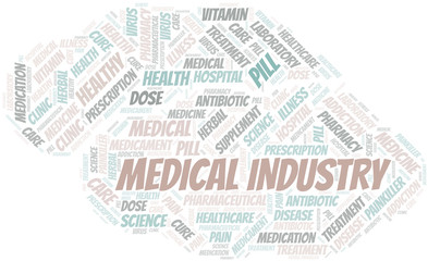 Medical Industry word cloud collage made with text only.