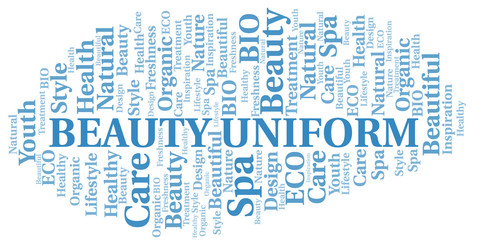 Obraz premium Beauty Uniform word cloud collage made with text only.