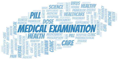 Obraz premium Medical Examination word cloud collage made with text only.