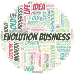 Obraz premium Evolution Business word cloud collage made with text only.