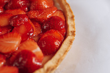 woman cook preparing a quiche with custard