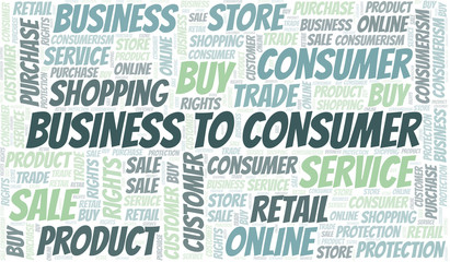 Business To Consumer word cloud collage made with text only.