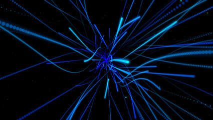 Futuristic bright blue line moving in the dark space background - illustrator science technology background concept