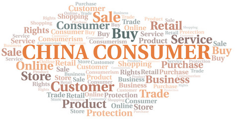 China Consumer word cloud collage made with text only.