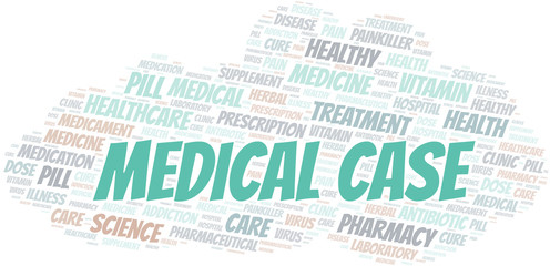 Medical Case word cloud collage made with text only.