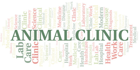 Animal Clinic word cloud collage made with text only.
