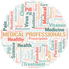 Medical Professionals word cloud collage made with text only.