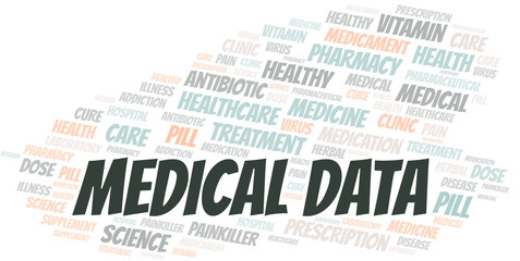 Medical Data word cloud collage made with text only.