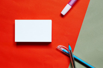 White business cards, suitable for business contacts. Install name and advertisement

