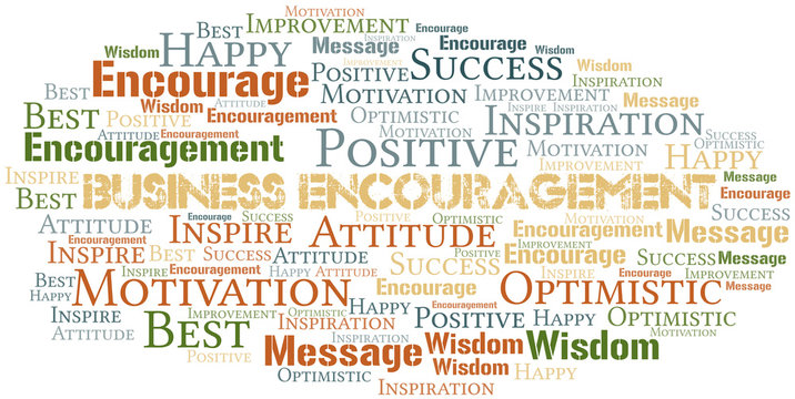 Business Encouragement word cloud collage made with text only.