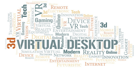 Fototapeta premium Virtual Desktop word cloud collage made with text only.