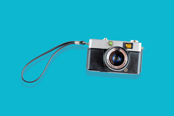Vintage film photo camera isolated on  background.