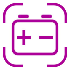 Battery accumulator icon in focus. White background